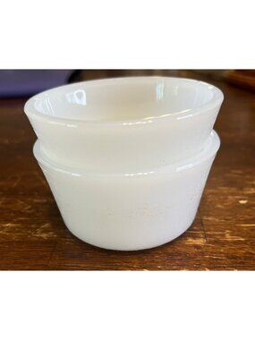 Glasbake White Milk Glass Custard Cups Set Of 2 VTG Bakeware ramekins dessert